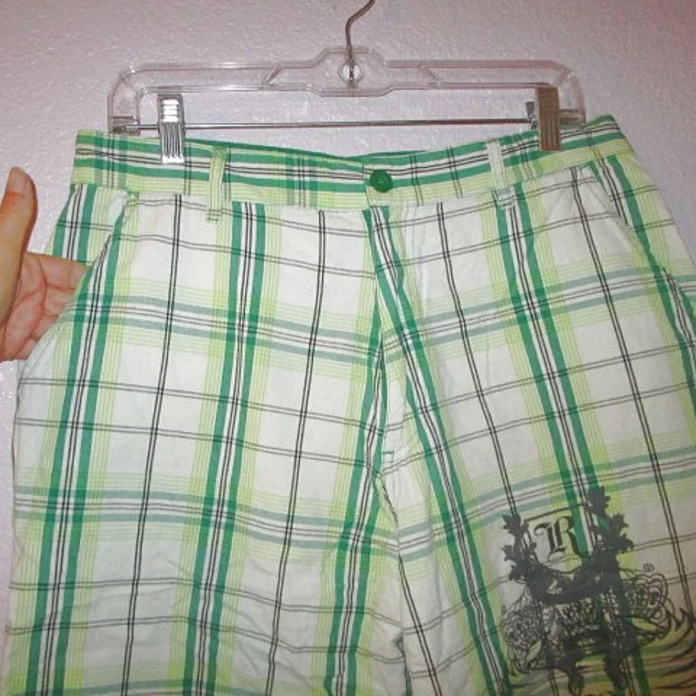 Vtg 90s Y2K Noiz Royalty Graphic Shorts Mens 34 Plaid 11” Grunge Skater Retro